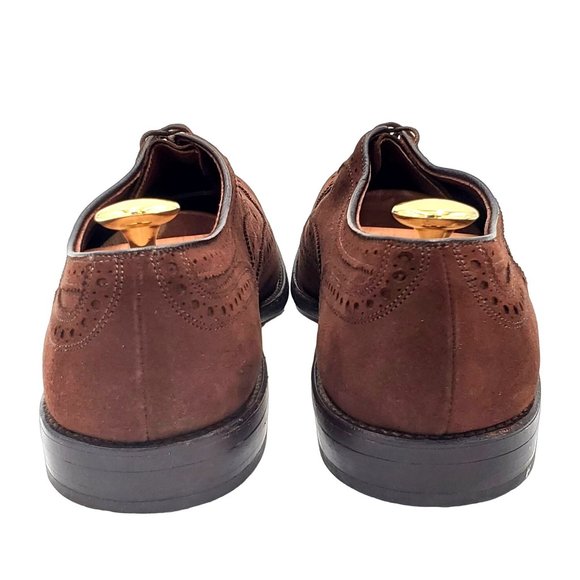 Allen Edmonds "McAllister" Mens 13 Brown Suede Leather Dress Shoe Wingtip Oxford - Picture 8 of 16